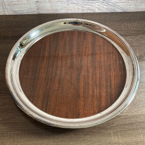 VINTAGE F.B. ROGERS SILVER COMPANY ROUND SILVERPLATE 14.25” - Picture 9 of 12